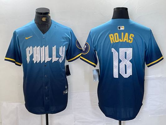 Men's Philadelphia Phillies Johan Rojas #18 Blue 2024 City Connect Limited Player Jersey1