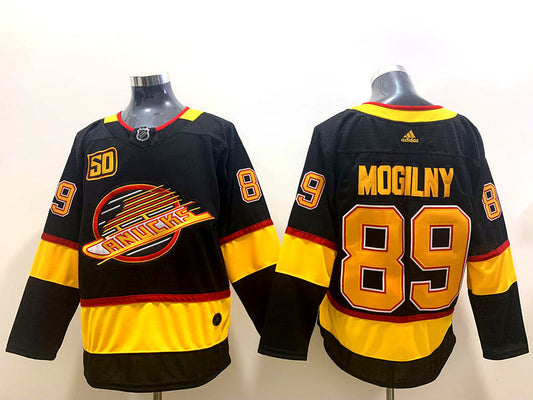 Men's Vancouver Canucks Alex Mogilny #89 Black Breakaway Jersey1