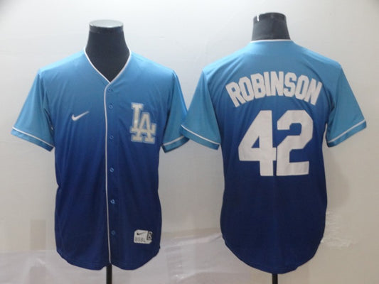 Men's Los Angeles Dodgers Jackie Robinson #42 Blue Stitched Baseball Jersey1