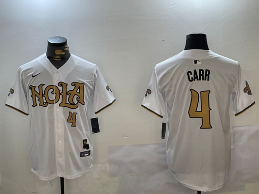 Men's New Orleans Saints Derek Carr #4 White Player Jersey1