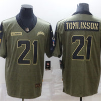 Men's Los Angeles Chargers LaDainian Tomlinson #21 Brown Game Jersey1