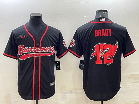 Men's Tampa Bay Buccaneers Tom Brady #12 Black Game Player Jersey1 Joint Edition