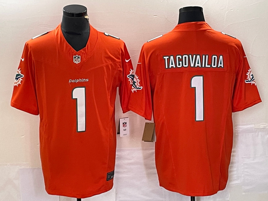 Men's Miami Dolphins Tua Tagovailoa #1 Orange Aqua Legend Jersey1