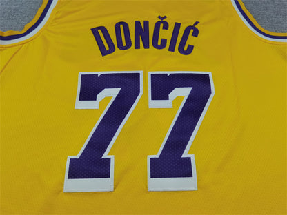 Men's Los Angeles Lakers Luka Doncic #77 Gold Swingman Jersey1 - Icon Edition