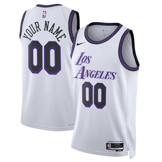 Men's Los Angeles Lakers White 2022/23 Swingman Custom Jersey1 - City Edition