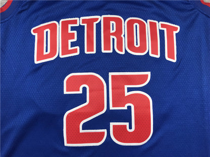 Men's Detroit Pistons Derrick Rose Blue 2021/22 Fast Break Replica Jersey1