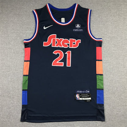 Men's Philadelphia 76ers Joel Embiid Navy 2021/22 Swingman Jersey1 - City Edition