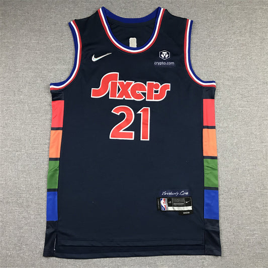 Men's Philadelphia 76ers Joel Embiid Navy 2021/22 Swingman Jersey1 - City Edition