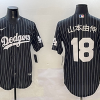 Men's Los Angeles Dodgers Yoshinobu Yamamoto #18 Black Alternate Replica Player Jersey1