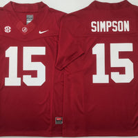 Men's Alabama Crimson Ty Simpson #15 Red Player Jersey