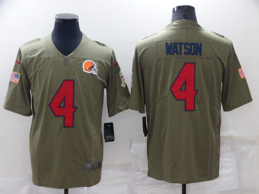 Men's Cleveland Browns Deshaun Watson #4 Olive Game Jersey1