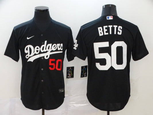 Men's Los Angeles Dodgers Mookie Betts #50 Black Stitched Jersey1