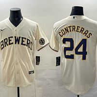 Men's Milwaukee Brewers William Contreras #24 Cream Home Replica Player Jersey