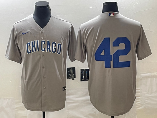 Men's Chicago Cubs #42 Gray Road 2024 Jackie Robinson Day Elite Jersey1