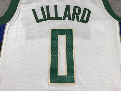 Men's Milwaukee Bucks Damian Lillard #0 White Fast Break Player Jersey1 - Association Edition