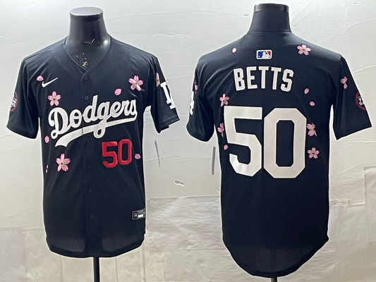 Men's Los Angeles Dodgers Mookie Betts #50 Black Alternate Limited Jersey