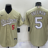 Men's Los Angeles Dodgers Freddie Freeman #5 Gold Replica Baseball Jersey1