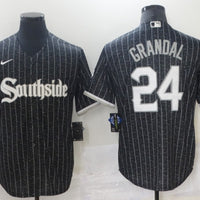 Men's Chicago White Sox Yasmani Grandal #24 Black Replica Baseball Jersey1