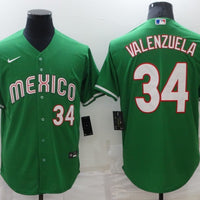 Men's 2023 World Baseball Classic #34 Fernando Valenzuela Mexico Green Jersey1