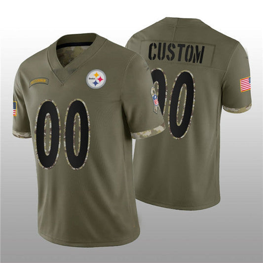 Custom1 Pittsburgh Steelers ACTIVE PLAYER 2022 Olive Salute To Service Limited Stitched Jersey1 Football Jersey1