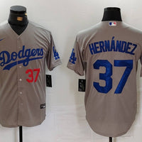 Men's Los Angeles Dodgers Teoscar Hernandez #37 Gray Limited Player Jersey1