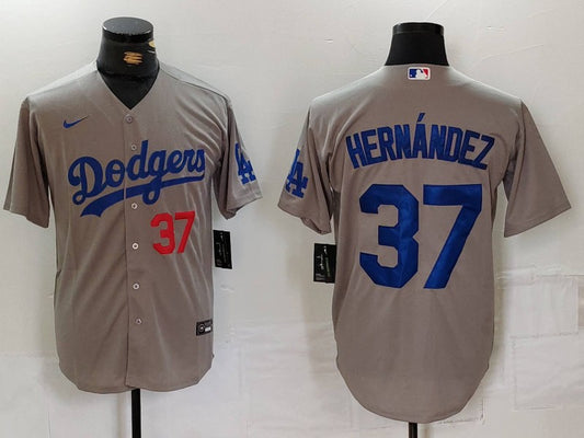 Men's Los Angeles Dodgers Teoscar Hernandez #37 Gray Limited Player Jersey1