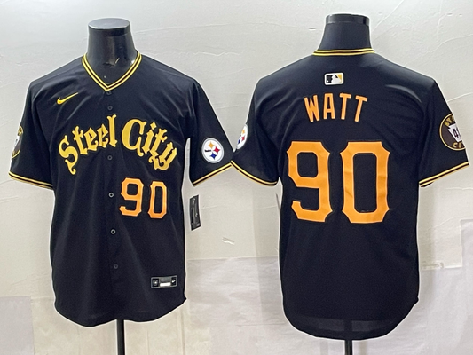Men's Pittsburgh Steelers T.J. Watt #90 Black Retired Player Jersey