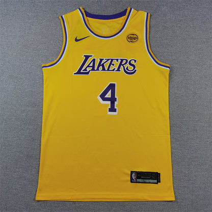 Men's Los Angeles Lakers Dalton Knecht #4 Gold Swingman Jersey1 - Icon Edition