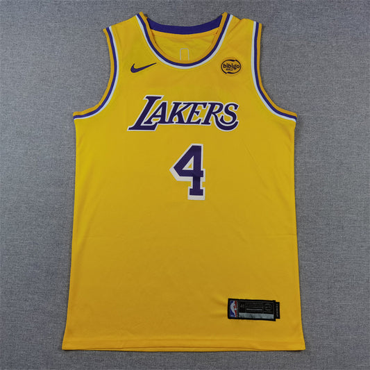 Men's Los Angeles Lakers Dalton Knecht #4 Gold Swingman Jersey1 - Icon Edition