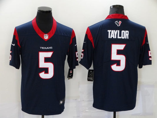 Men's Houston Texans Tyrod Taylor #5 Navy Game Jersey1