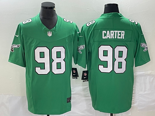 Men's Philadelphia Eagles Jalen Carter #98 Kelly Green Game Jersey1