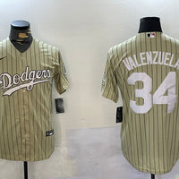 Men's Los Angeles Dodgers Fernando Valenzuela #34 Gold Replica Baseball Jersey1