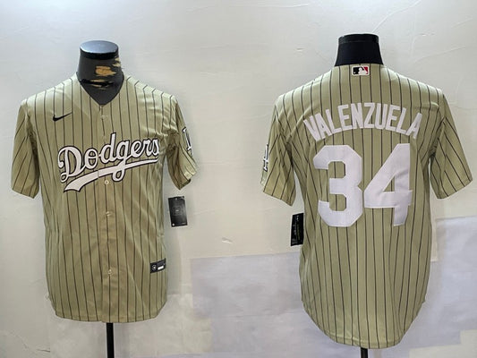 Men's Los Angeles Dodgers Fernando Valenzuela #34 Gold Replica Baseball Jersey1