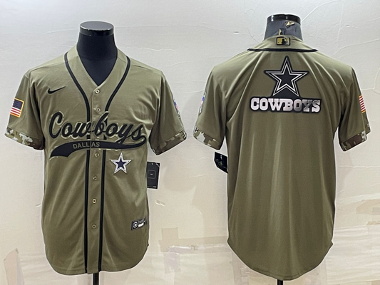 Men's Dallas Cowboys Olive 2022 Salute To Service Limited Jersey1