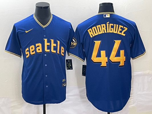 Men's Seattle Mariners Julio Rodriguez #44 Royal 2023 City Connect Replica Jersey1