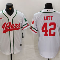 Men's San Francisco 49ers Ronnie Lott #42 White Player Game Jersey1