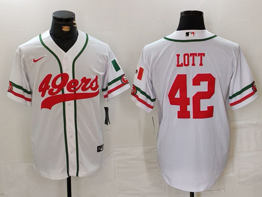 Men's San Francisco 49ers Ronnie Lott #42 White Player Game Jersey1