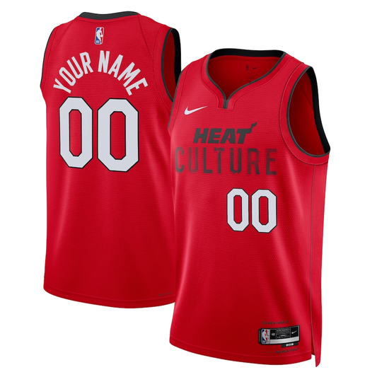 Men's Miami Heat Red 2024/25 Custom Swingman Jersey1 - City Edition