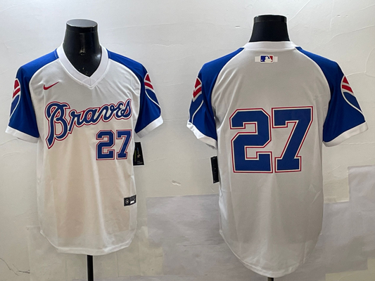 Men's Atlanta Braves Austin Riley #27 White Player Jersey1