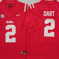 Men's Ole Miss Rebels Jaxson Dart #2 Red Game Jersey