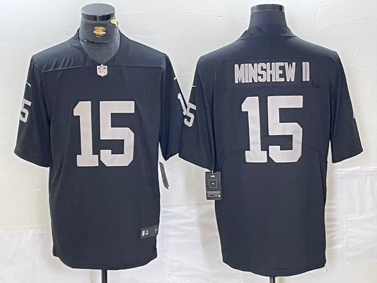 Men's Las Vegas Raiders Gardner Minshew II #15 Black Game Jersey1