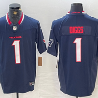 Men's Houston Texans Stefon Diggs #1 Navy Game Jersey