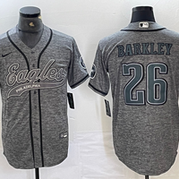 Men's Philadelphia Eagles Saquon Barkley #26 Gray Game Jersey1 Joint Edition