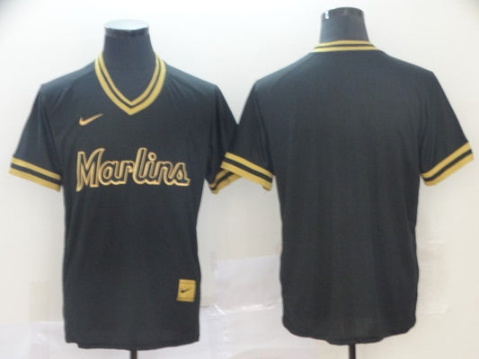 Men's Miami Marlins Black Replica Blank Jersey1