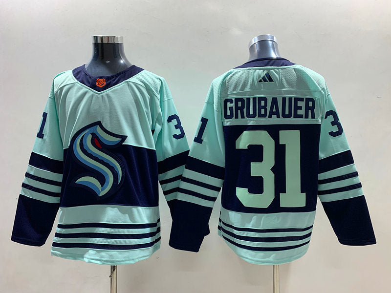 Men's Seattle Kraken Philipp Grubauer #31 Teal Reverse Retro 2.0 Authentic Player Jersey1