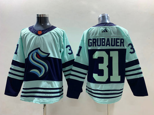 Men's Seattle Kraken Philipp Grubauer #31 Teal Reverse Retro 2.0 Authentic Player Jersey1