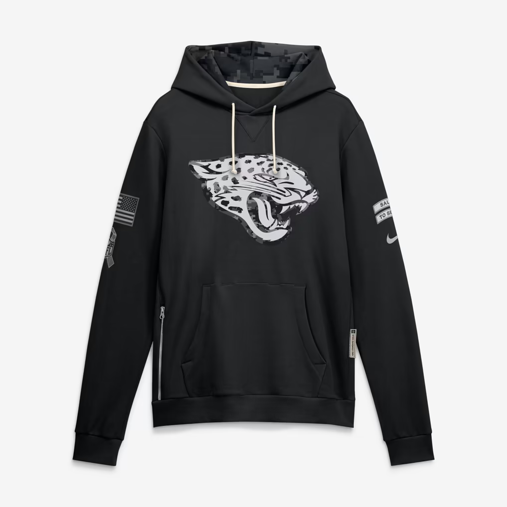 Men's Jacksonville Jaguars Black 2026 Salute to Service Sideline Dri-FIT Pullover Hoodie