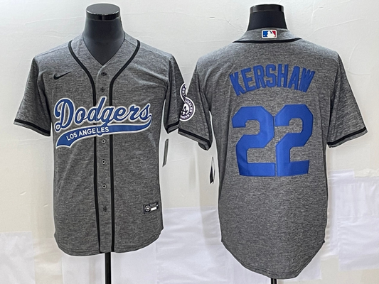 Men's Los Angeles Dodgers Clayton Kershaw #22 Gray Game Jersey1 Joint Edition