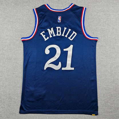 Men's Philadelphia 76ers Joel Embiid #21 Navy 2025/26 Swingman Jersey - City Edition