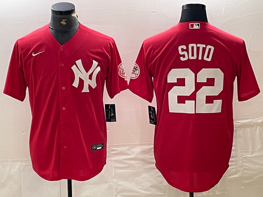 Men's New York Yankees Juan Soto #22 Red Replica Player Jersey1